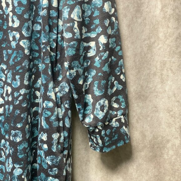 LuLaRoe 3XL Blue & Black Leopard Print Pocket Dress Long Sleeve - Picture 4 of 11